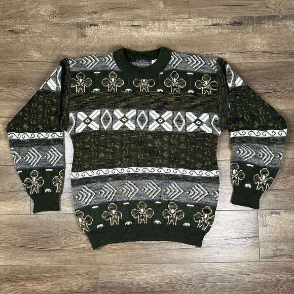 Bugatchi Men’s Size Medium Knit Sweater Vintage 90s Cosby Boxy Fashion Pattern - Picture 1 of 7